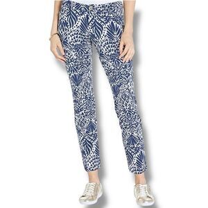Lilly Pulitzer Kelly Knit Skinny‎ Ankle Pants High Tide Navy White Womens Size 4